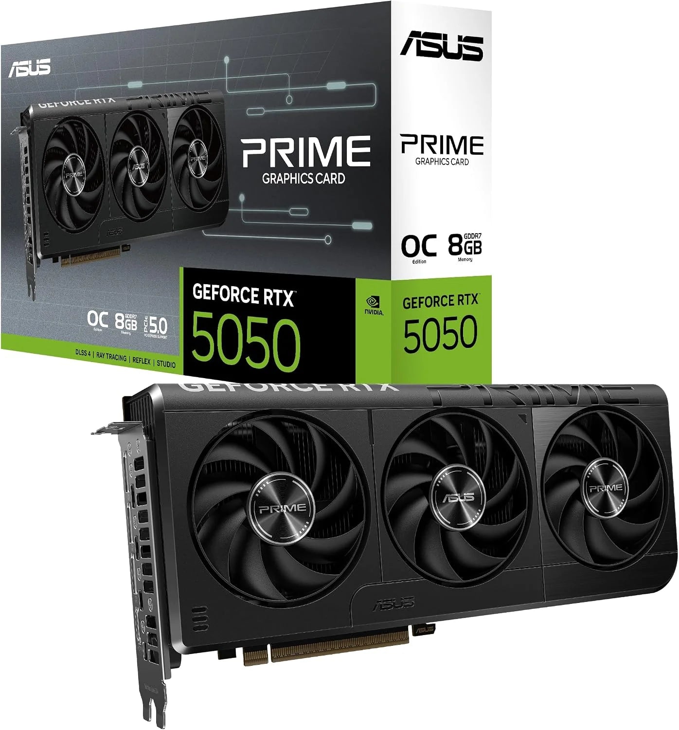 ASUS Dual GeForce RTX 5050 8 GB GDDR6 OC Edition Gaming grafische kaart (NVIDIA Blackwell architectuur en DLSS 4, 2,5-sleuf ontwerp, SSF, PCIe 5.0, 3X DisplayPort 2.1b, 1x HDMI 2.1b, PRIME-RTX5050-O8G