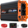 3500 W-omvormer 12V naar 230V zuivere sinus met overschakelingsschakelaar, off-grid-omvormer met ATS, met uitgangs- en ingangs-AC-aansluiting/AC-stopcontacten/LCD-afstandsbediening/inverter voor(12V 1500W)