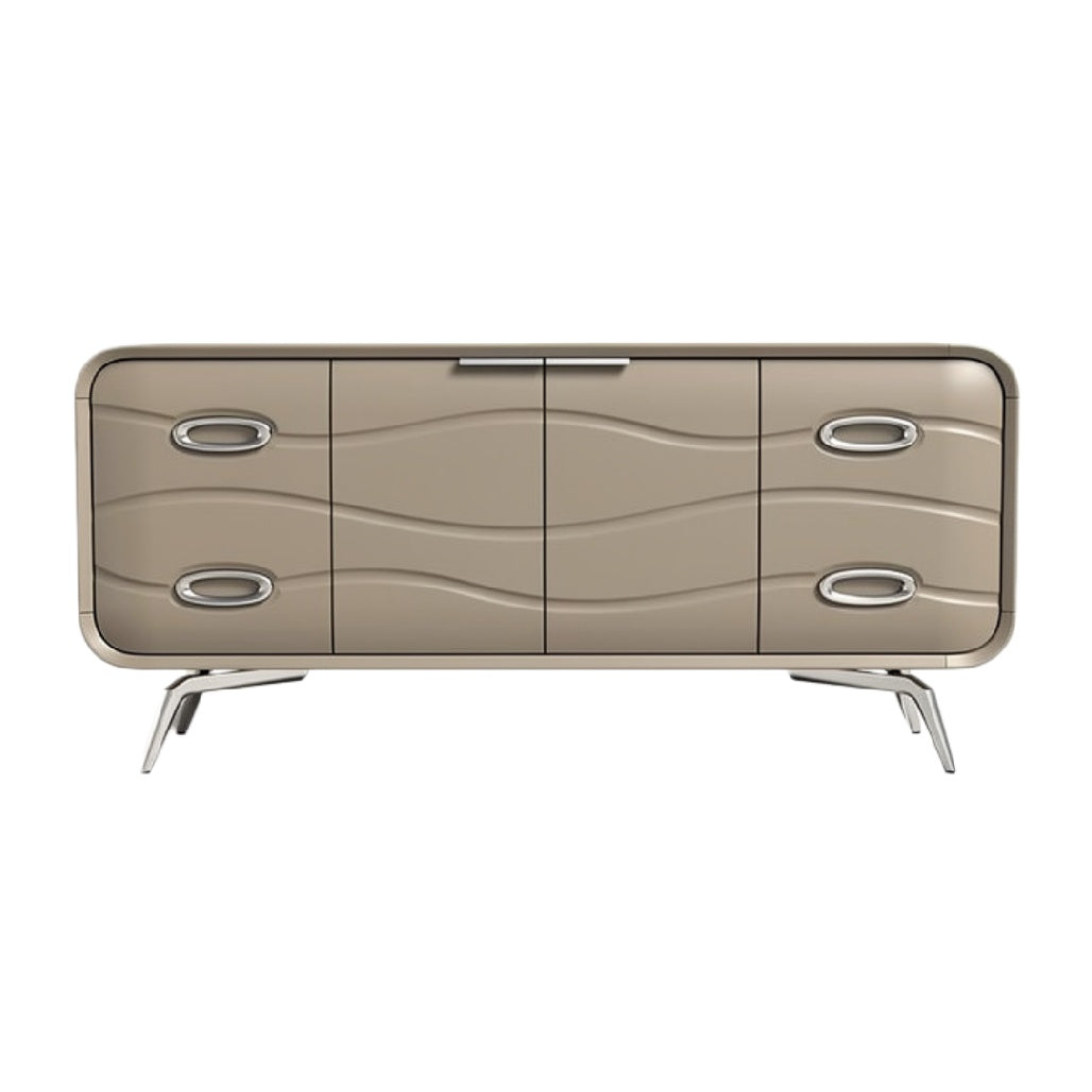 Moderne dressoir met golvende fronten en chroomdetails