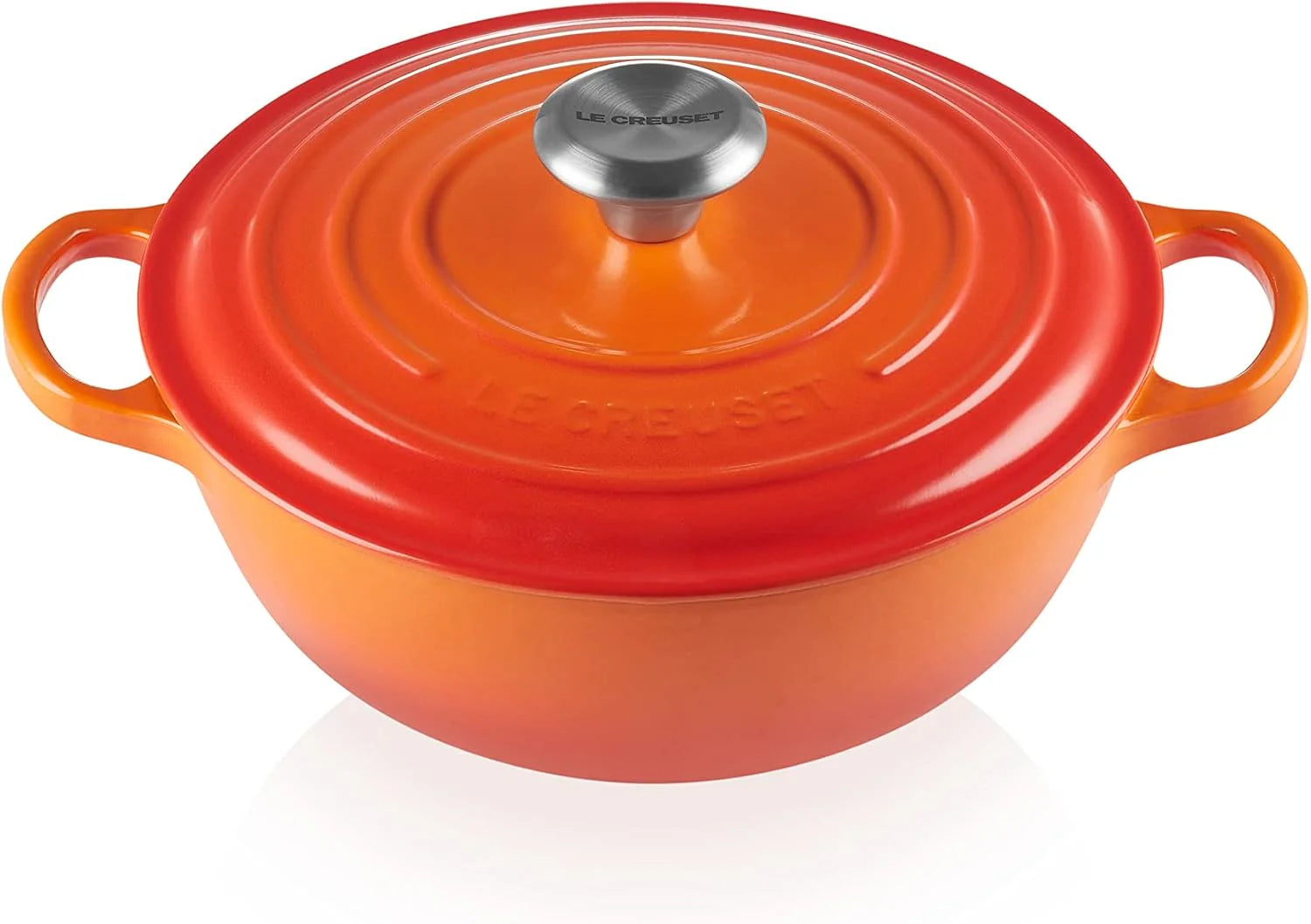 Le Creuset Signature La Marmite 211143206 Braadpan met deksel, geëmailleerd gietijzer, 32 cm, 6,9 liter, kersenkleur(Oranjerood/24 cm)