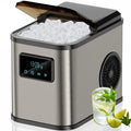 Roestvrijstalen ijsblokjesmachine met led-display, ijsmachine en reinigingsfunctie, waterreservoir van 2 liter, inclusief ijsschep en mand, 2 maten voor keuken, kantoor, bar en feest