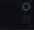 AEG Serie 8000 HF704163NB, gemengde kookplaat, gas  inductie, 4 branders HF704163NB, 60 cm brugfunctie, StepPower-vlam, 590 x 520 mm, gietijzeren rooster, zwart(Gemengde piano met brugfunctie)