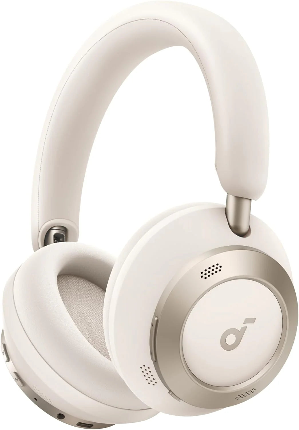 soundcore Space One Pro by Anker, adaptieve actieve ruisonderdrukking, 6 microfoons, opvouwbaar design, 60 uur lossless audio, ultrasnel opladen, hi-res draadloze audio via LDAC, comfortabele pasvorm(wit)