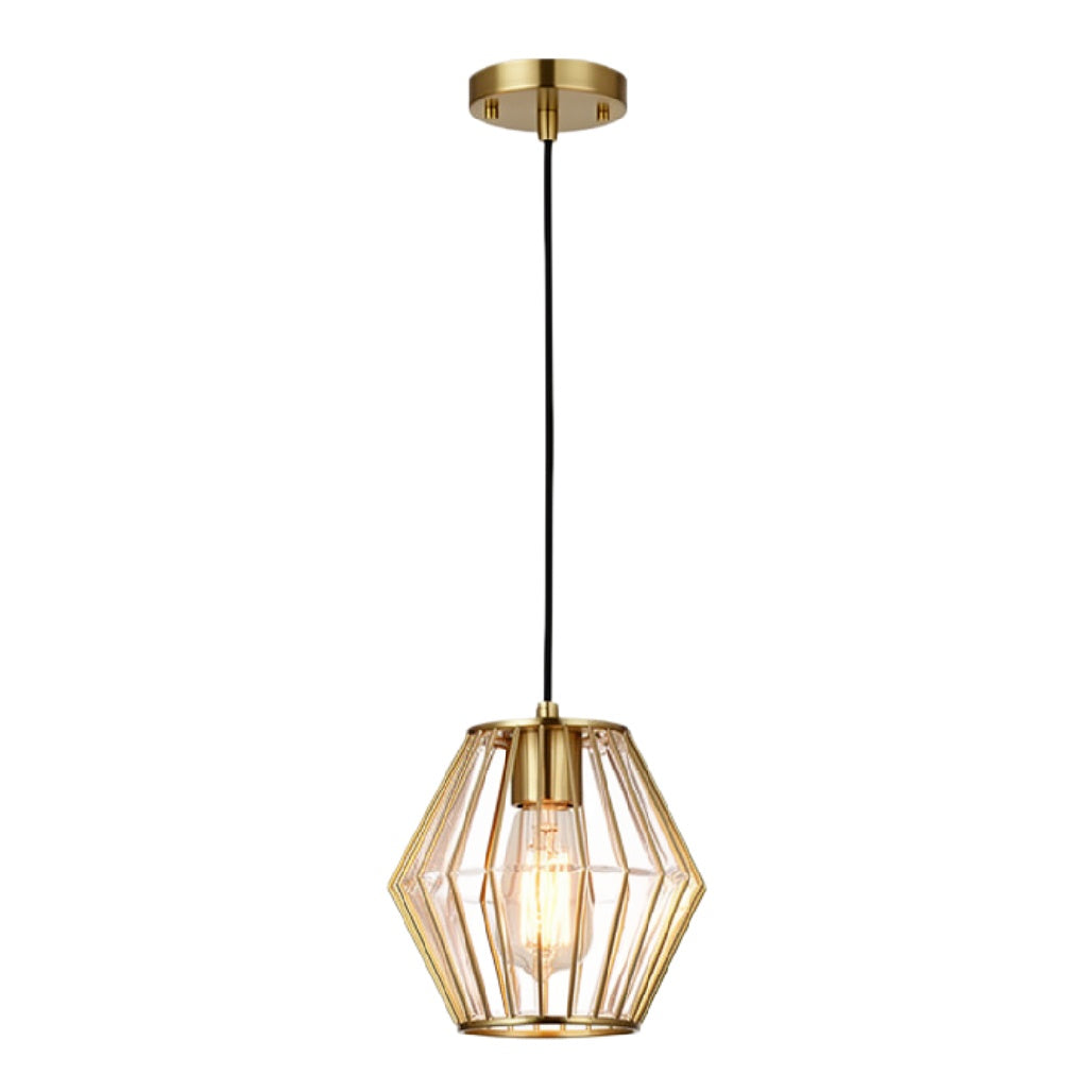 "Moderne Hanglamp met Geometrisch Ontwerp in Goudkleur"