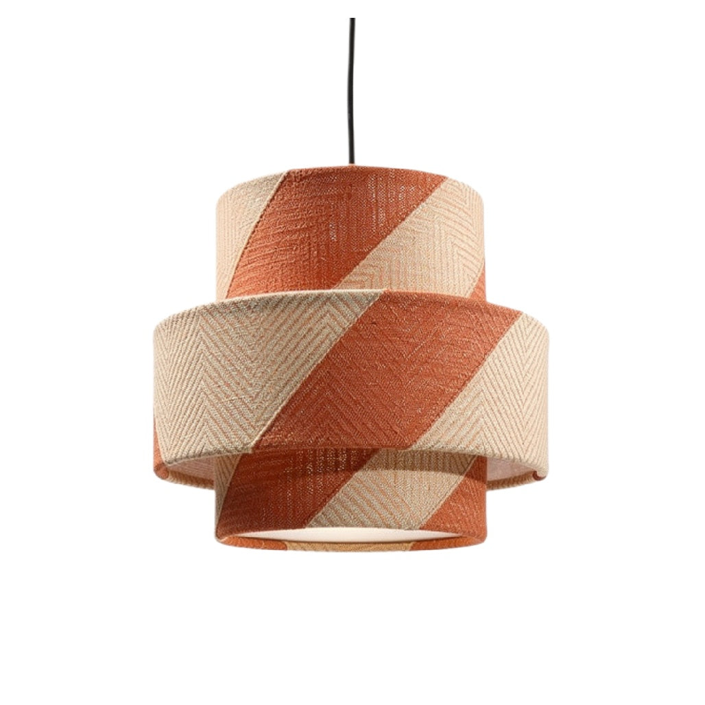 Moderne hanglamp met gestrikte patroon in oranje en beige