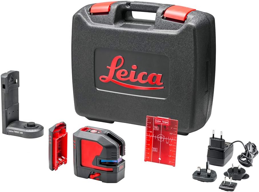 Leica Lino L2 – kruislijnlaser met Li-Ion accu, oplader en innovatieve magnetische adapter in koffer (rode laser, werkbereik: 25 m)