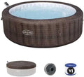 Bestway Lay-Z-SPA Energiebesparende whirlpool Bali AirJet, diameter 216 x 71 cm, 7 personen, rotan-look, verwarming, vorstbewaking, 180 AirJet-sproeiers, app-bediening, UltraFit-pompeenheid,