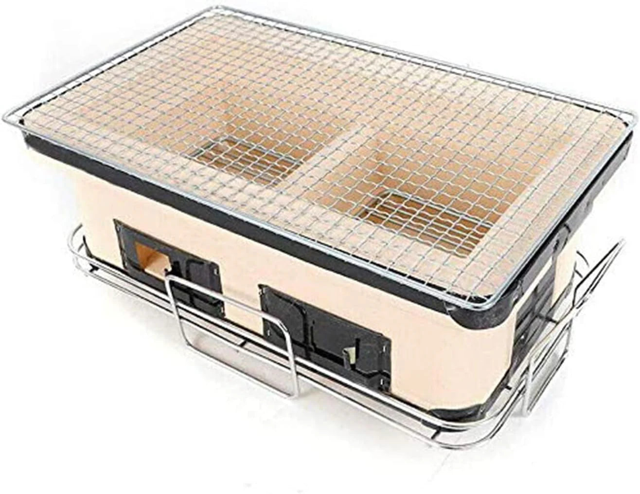 Houtskoolgrill, Draagbare, Voorgekruide Houtskoolgrillkachel, Rechthoekige Keramische BBQ-Tafelgrill Tafelgrill Indoor Houtskoolgrill, voor Campingpicknickfeest