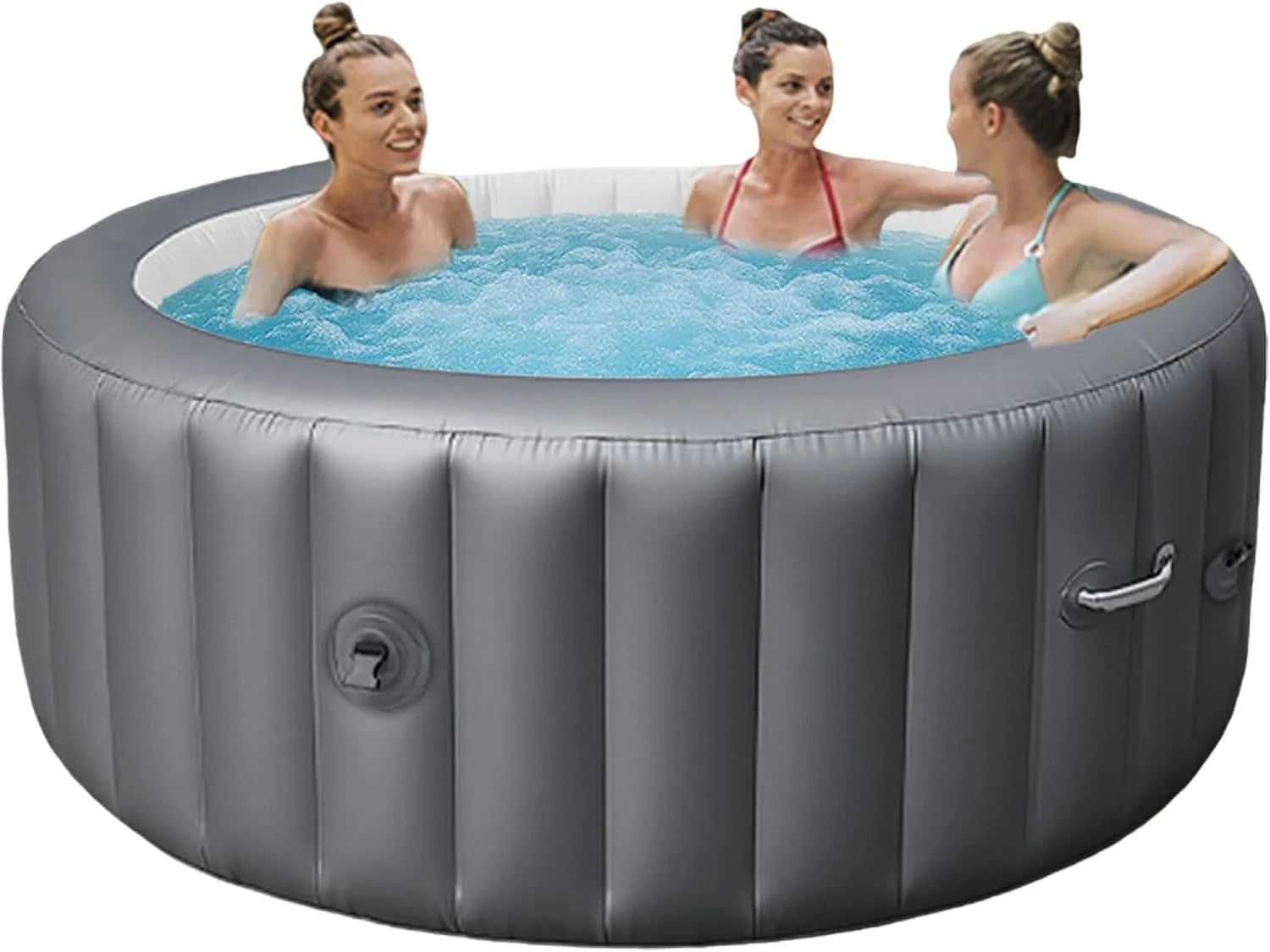 Opblaasbare bubbelbad, draagbare spa van 72 inch voor 2-3 personen, 130 luchtstralen, max. 40 °C verwarming, buitenontspanning met beschermhoes