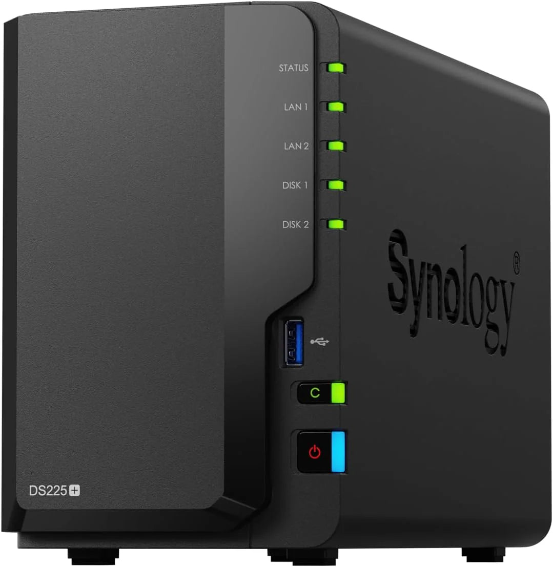 Synology DiskStation DS225+ 2-bay 3,5-inch schijfloos, Intel Celeron CPU, 2 GB RAM, 1x 2,5 GbE, 1 x 1 GbE, 2x USB 3.2