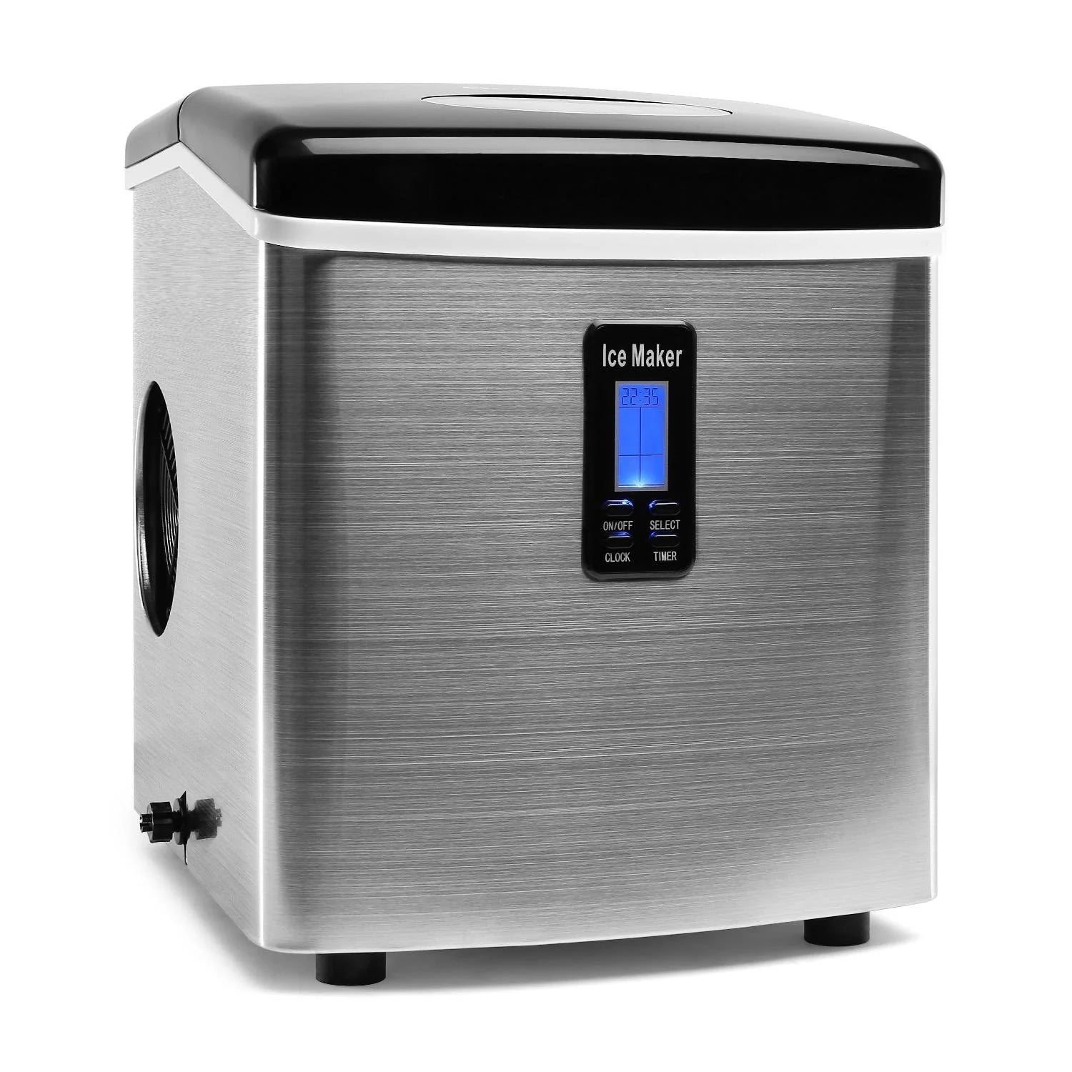 Klarstein Mr.Silver-Frost - ijsmachine, ijsblokjesmachine, ijsblokjesmachine, 15 kg/dag, 150 watt, 3 kubusmaten, timer, roestvrij staal, zwart