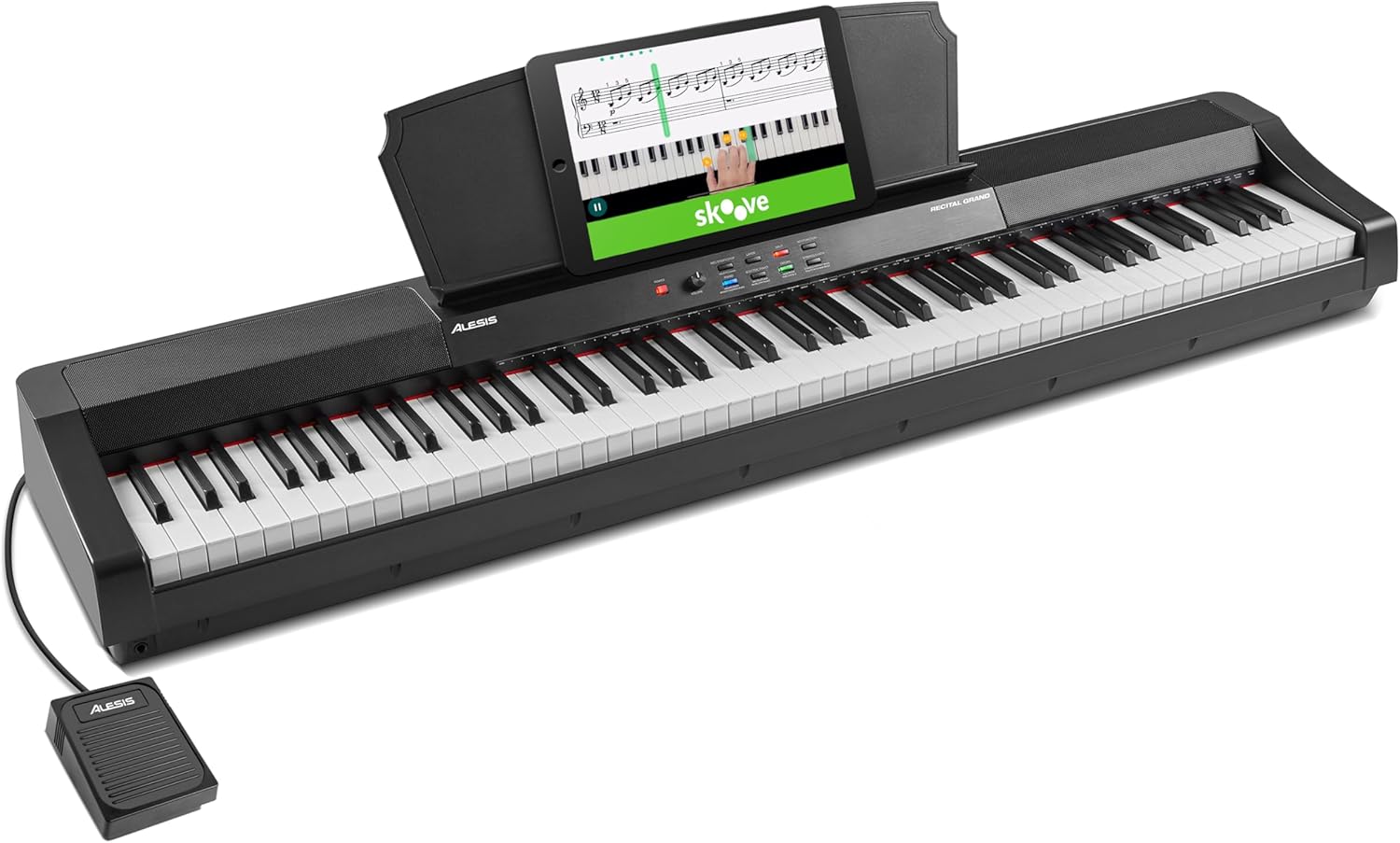 Alesis Recital Home Digitale Piano met 88 Gewichtige Toetsen, Voet, Pedalen en Lessen, Turquoise(Recital Grand - Zwart)