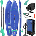 Movino Garda Allround SUP  Kajak Set 2-in-1 – 330 cm (10'10") Opblaasbaar Stand Up Paddle Board met Kajakzitje, Dubbele Peddel, Pomp  Rugzak – Ideaal voor Beginners – Watersport(BLAUW/MINT)