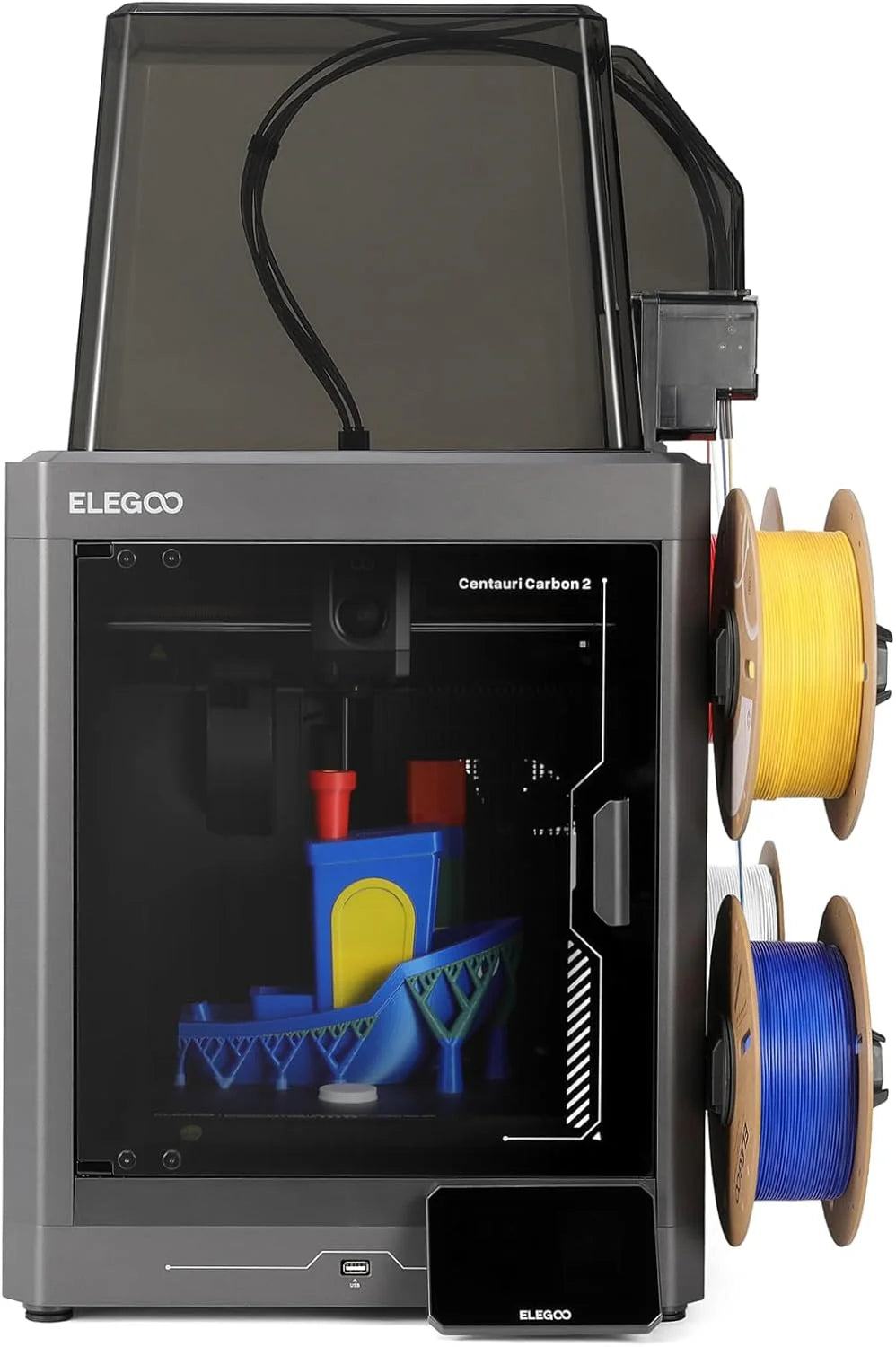 ELEGOO Centauri Carbon 3D-printer, CoreXY 500 mm/s hoge snelheidsafdruk met automatische kalibratie, 320 °C mondstuk en geïntegreerde camera, direct klaar voor gebruik, 256 × 256 × 256 mm printvolume(Centauri Carbon 2 Combo)