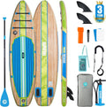 Niphean SUP Board met Zitje en Accessoires, 320cm Stand Up Paddle Board voor Alle Niveaus, SUP met 200kg Draagkracht voor 2 Personen, Opblaasbare Paddle Board voor Volwassenen(Groen hout)