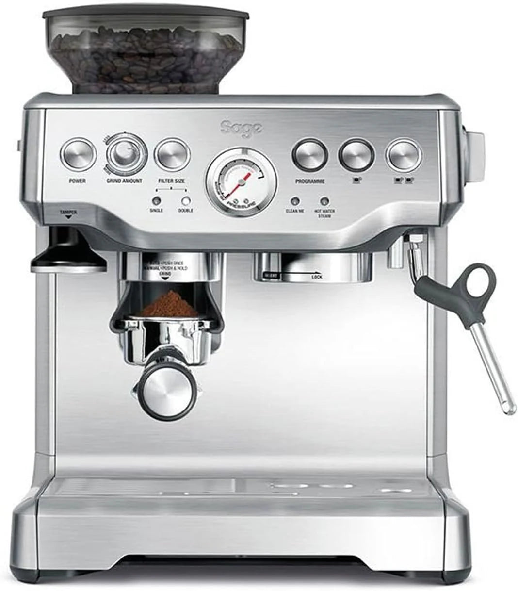 Sage - The Barista Express - Espressomachine met Handmatige Melkopschuimer en Koffiemolen - Automatisch Malen, Instelbaar Melkschuim - Geborsteld Roestvrij Staal, Melkkan met Temperatuurregeling(Geborsteld Roestvrij Staal/Melkkan)