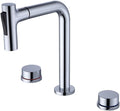 QTANZIQI Uittrekbare wastafelmengkraan Keukenkraan met uittrekbare sproeier Wastafelmengkraan Tweegreepskranen voor badkamerwastafel Warm en koud -Gun Grey || Hoog (geborsteld goud lager)(Chrome/lower)