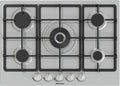 Hisense GM973XF Gaskookplaat, 5 kookzones, breedte 90 cm, gietijzeren grillroosters, geïntegreerde ontsteking, roestvrij staal, anti-vingerafdruk, wokbrander 86 x 51 x 9 cm(Grillroosters van gietijzer)