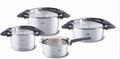 Fissler intensa/roestvrij stalen pannenset, 5-delig, kookpannenset, potten met deksel, stapelbaar, gietshulp, inductie, alle warmtebronnen (3 kookpannen, 1 braadpan, 1 steelpan zonder deksel)(4-teilig/2 kookpannen, 1 braadpan, 1 steelpan)