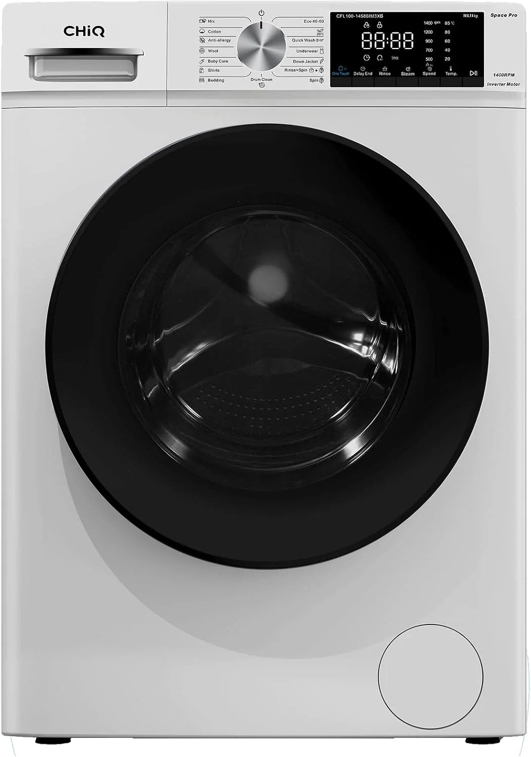 CHiQ CW106581AX - Wasmachine inclusief installatie -10 KG,Space Pro,Energielabel A-10%,13.5 Inch Led-touchscreen,12 programma's,AI Smart,Stoomwassen  Quick Wash,12 jaar garantie op motor(10kg Energía clase B)