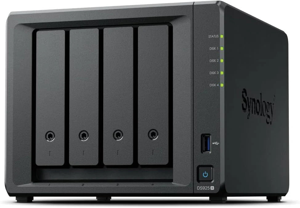 DiskStation DS925+ – 4-bay NAS met 2,5 GbE, uitbreidbaar tot 9 Bays, M.2 NVMe SSD-caching, snelle back-up, bewaking en samenwerking, gegevensopslag en -beheeroplossing Ideaal voor thuis of op kantoor