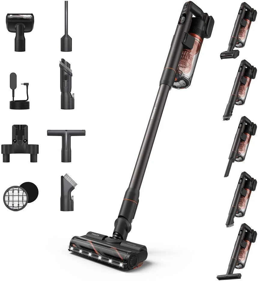 Philips SpeedPro Max Snoerloze Steelstofzuiger 7000 Serie, Voor Huisdierharen, 360° Krachtige Zuigkracht, Max 80 min, Tangle-Free, Voor Tapijten en Harde Vloeren, 4 LED-hulpstukken (XC7065/01)