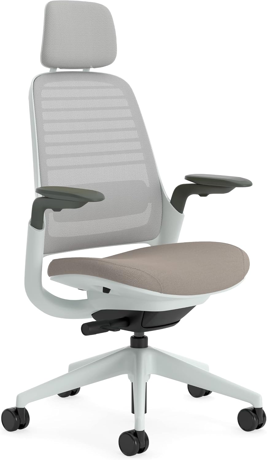 Steelcase Series 1 Ergonomische Bureaustoel met LiveBack Lendensteun, 4D Armleggers, Verstelbare Hoofdsteun Onyx Schwarz(66 x 64 x 112/truffel)