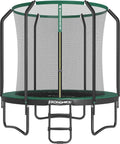 SONGMICS ronde tuintrampoline met veiligheidsnet, ladder, gewatteerde palen, voor kinderen en volwassenen(244 cm/Groente)