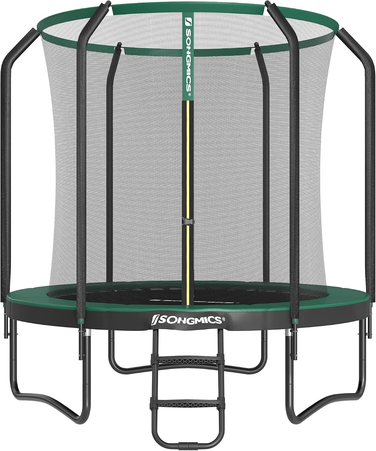 SONGMICS ronde tuintrampoline met veiligheidsnet, ladder, gewatteerde palen, voor kinderen en volwassenen(244 cm/Groente)