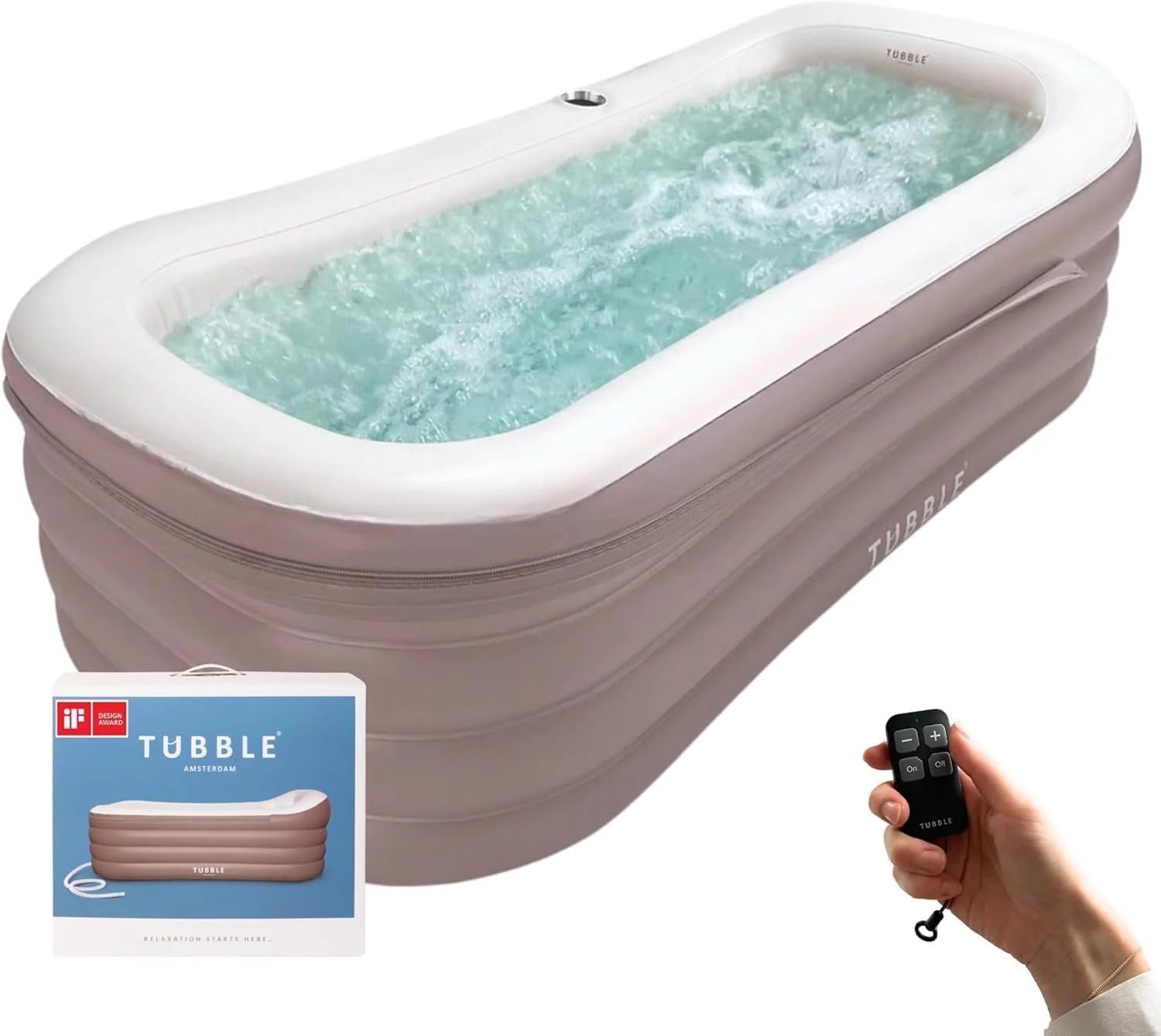 Tubble® Cuzi Opblaasbaar Bubbelbad 255 Liter Black Onyx - Spa Bad, Opvouwbaar Bubbelbad voor Volwassenen, Binnen en Buiten Gebruik, Het Hele Jaar Door, Ontspannende Bubbelmassage(taupe)