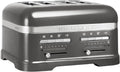 Kitchenaid Broodrooster - Artisan - Toaster met 4 sleuven - 7 Bruiningsniveaus en warmhoudfunctie - Tostiklem en bagelfunctie - Retro design - Appelrood(Tingrijs)