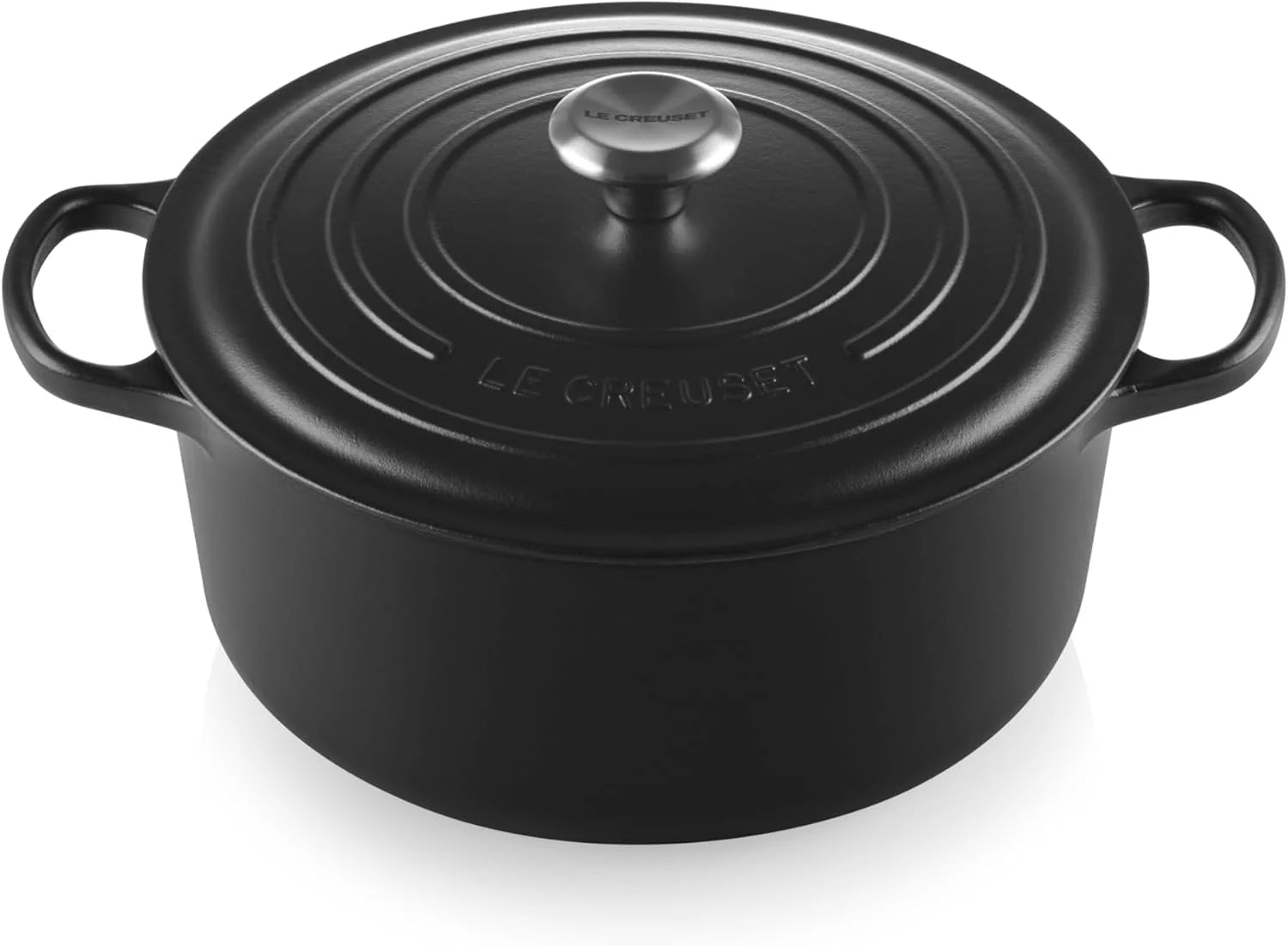 Le Creuset Signature geëmailleerde gietijzeren ronde braadpan met deksel, 28 cm, 6,7 liter, matzwart, 21177280002430