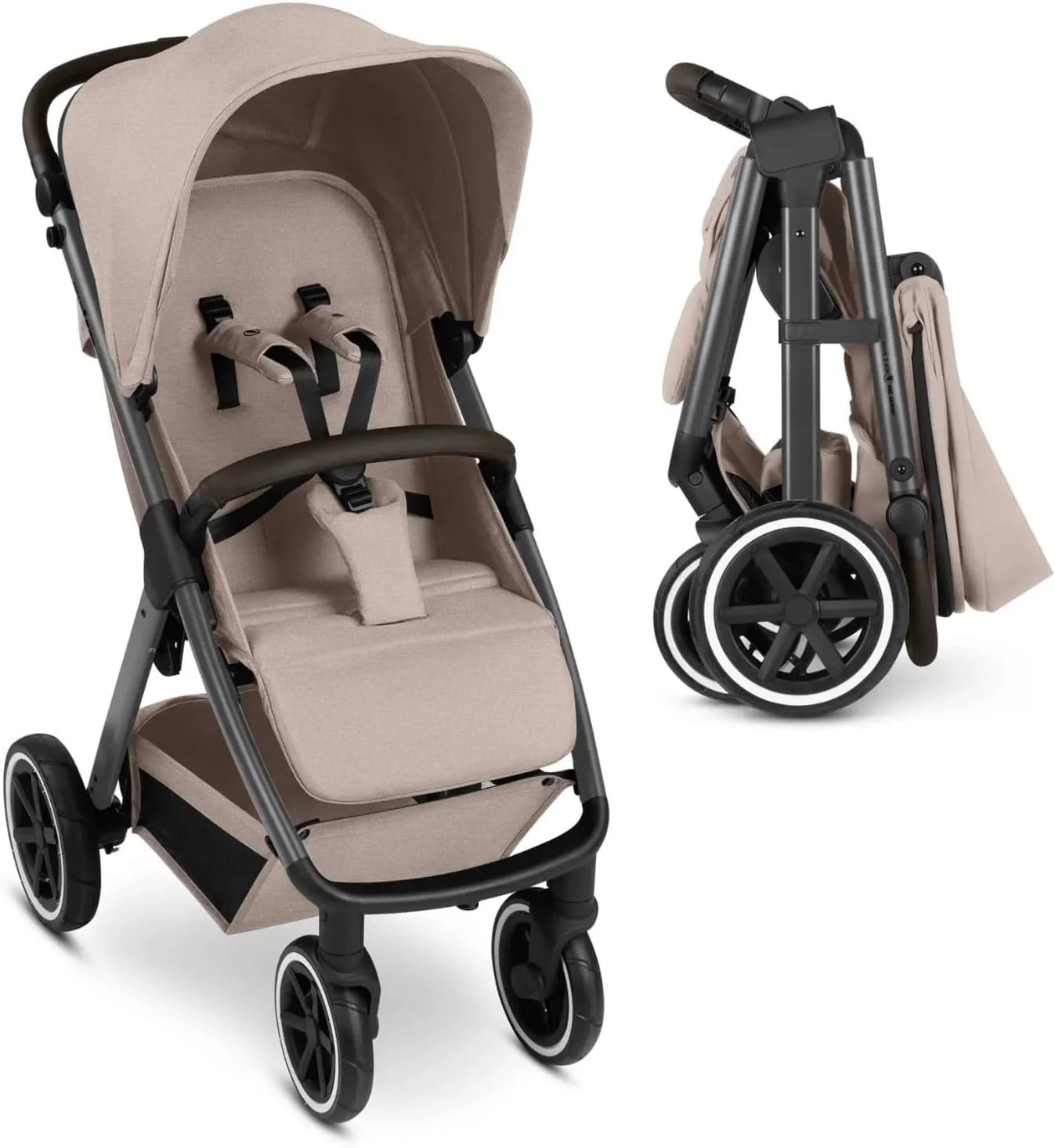 ABC Design Avus 2 Air – buggy  sportwagen met luchtbanden, met één hand, in hoogte verstelbare schuiver, ligpositie en vering, tot 22 kg belastbaar - camel