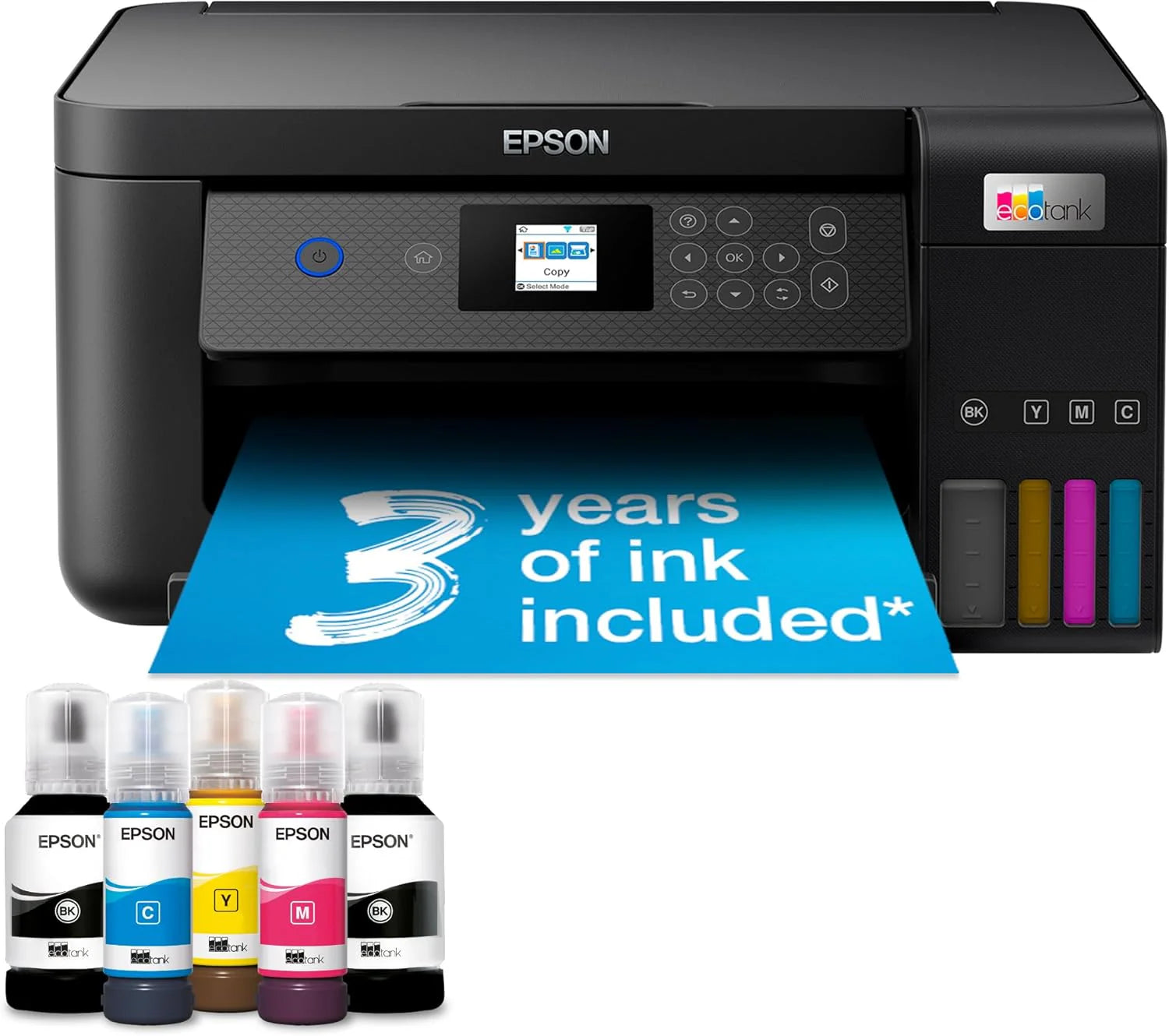 Epson EcoTank ET-2850 Printer met inkttank, WLAN, voor printen/scannen/kopiëren, tot 3 jaar inkt inbegrepen(Zonder extra inktset)