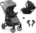 hauck Shop N Care Trio Set, Grey - 3in1 combi kinderwagen vanaf geboorte tot 22 kg - buggy, babywanne  i-Size babyschaal, snacktablett  bekerhouder, UPF 50+, ligstand, inklapbaar(Travel Set, Grey)