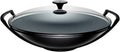 Le Creuset Wokpan met glazen deksel, gietijzer, diameter van 36 cm, 4,5 l, kersenkleur(Mat Zwart/36 cm)